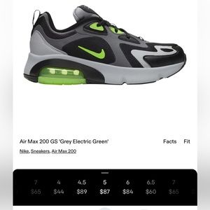 Nike Air Max GS200 Grey Electric Green